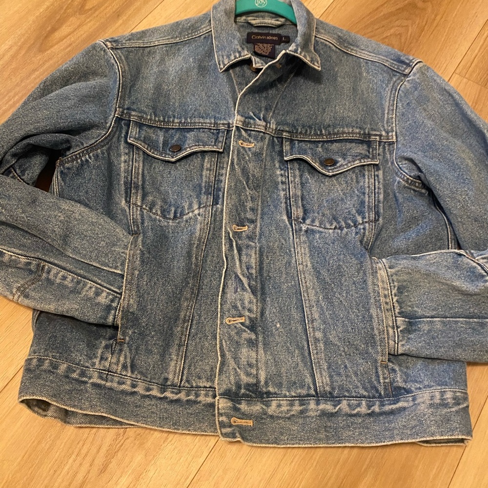 Vintage 70’s-90’s Calvin Klein Sz L Men’s Denim Jean Jacket W/ Elbow Patches - Picture 7 of 9
